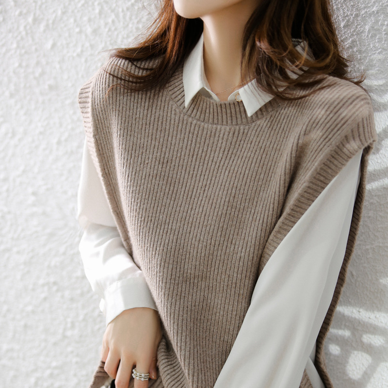 Women's Ribbed Knit Sweater Vest — Oversized Cozy Layering Pullover - Image 6