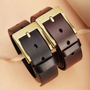 Mens Leather Belt Genuine Cowhide Pin Buckle