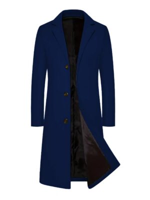 Women’s Elegant Slim-Fit Longline Overcoat - Classic Notch Lapel Wool-Look Trench Coat