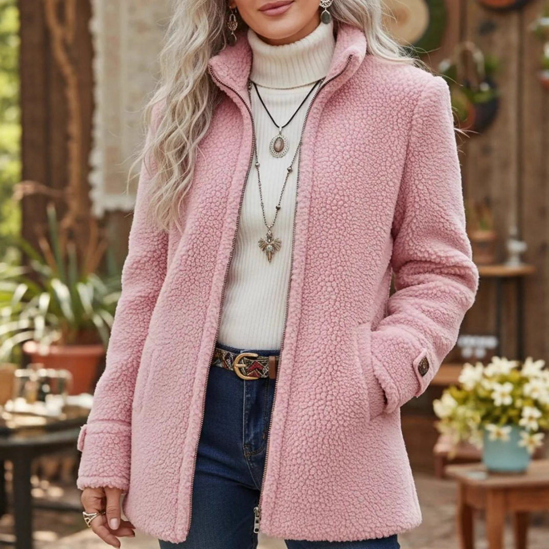 Women's Sherpa Fleece Jacket - Zip Up Teddy Coat with Pockets - Cozy Winter Outwear - Image 5