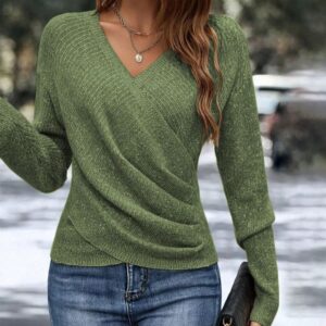 Elegant Wrap V-Neck Ribbed Sweater – 1 Must-Have Fall Staple