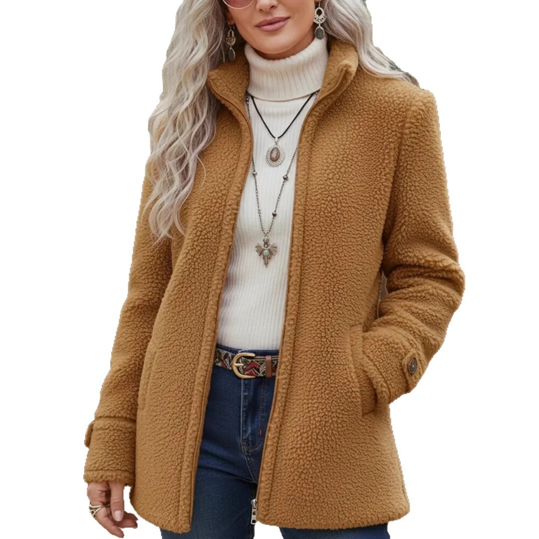Women's Sherpa Fleece Jacket - Zip Up Teddy Coat with Pockets - Cozy Winter Outwear - Image 9