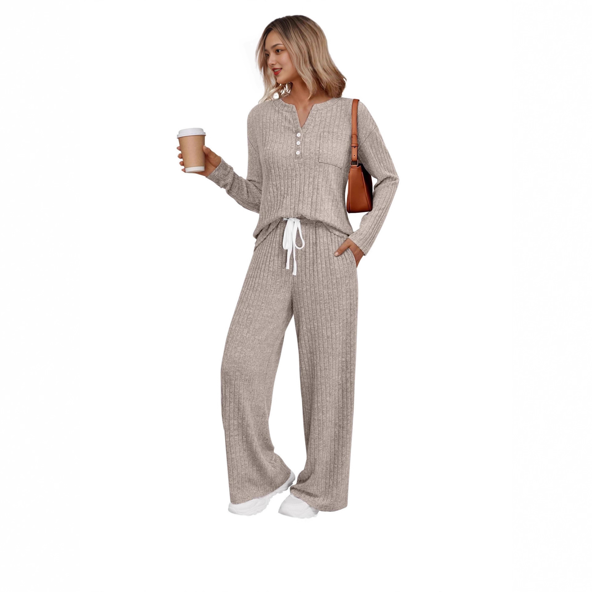 Ribbed Knit 2-Piece Lounge Set - Image 2