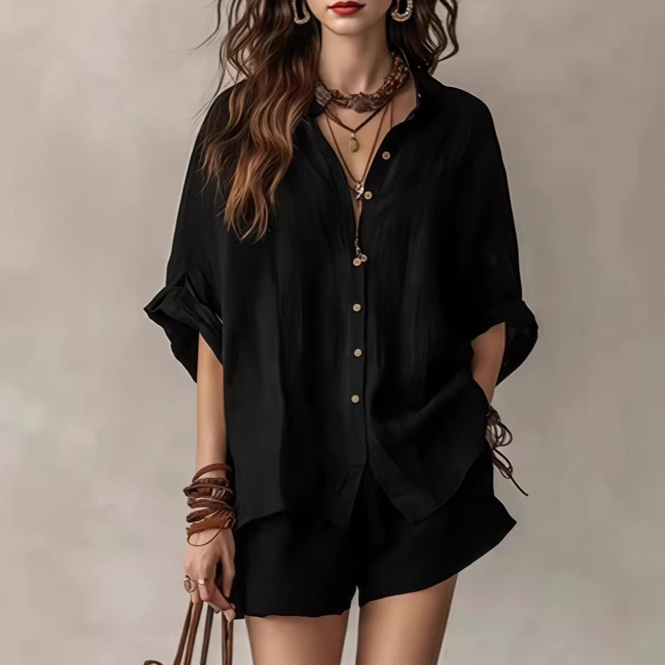 Women's Oversized Ramie Button-Down Shirt — Relaxed Linen-Look Summer Top - Image 9