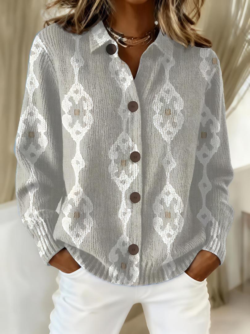 Women's Plaid Knit Button-Down Shirt Sweater — Retro Flannel-Style Cardigan with Ribbed Cuffs & Hem - Image 9