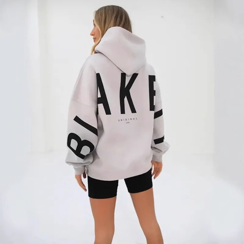 Oversized Hoodie for Women - "BLAKE" Graphic Back Print Pullover - Heavyweight Hip-Hop Loose Fit Sweatshirt