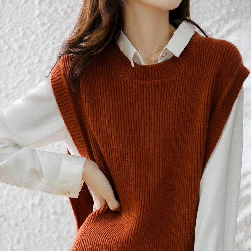 Women's Ribbed Knit Sweater Vest — Oversized Cozy Layering Pullover - Image 5