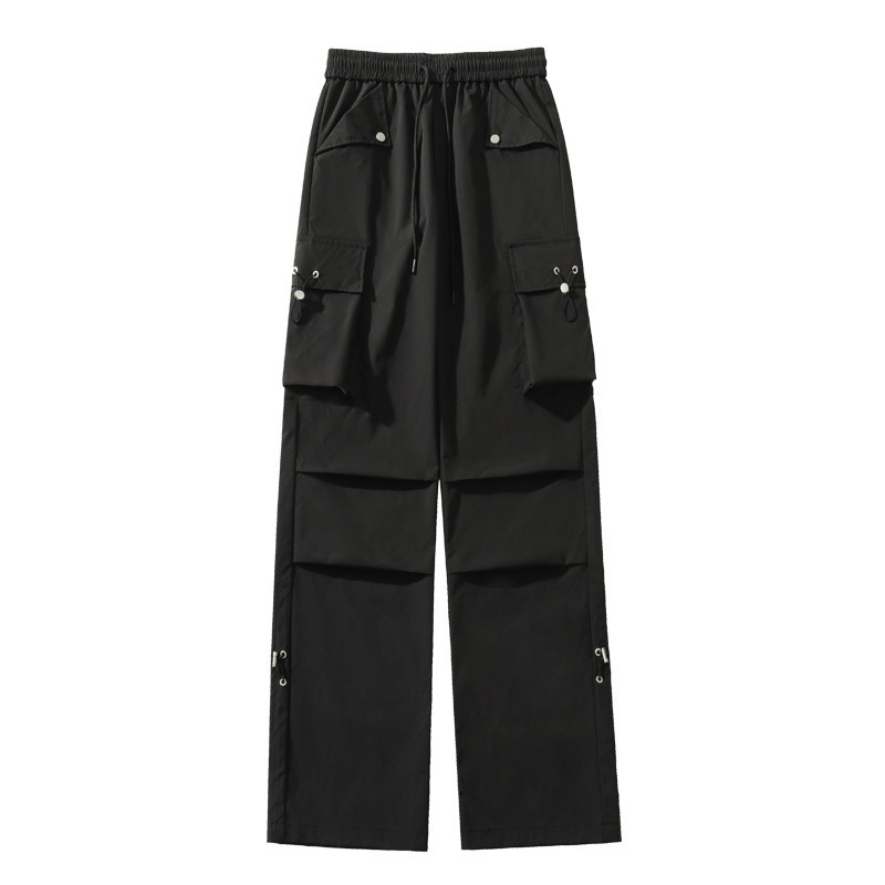 Men's Wide-Leg Cargo Pants – Streetwear Baggy Drawstring Trousers with Multi-Pocket Design - Image 2
