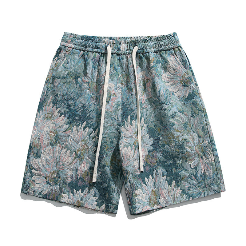 Men's Floral Tapestry Shorts | Retro Boho Drawstring 5" Inseam Casual Shorts | Summer Streetwear - Image 6