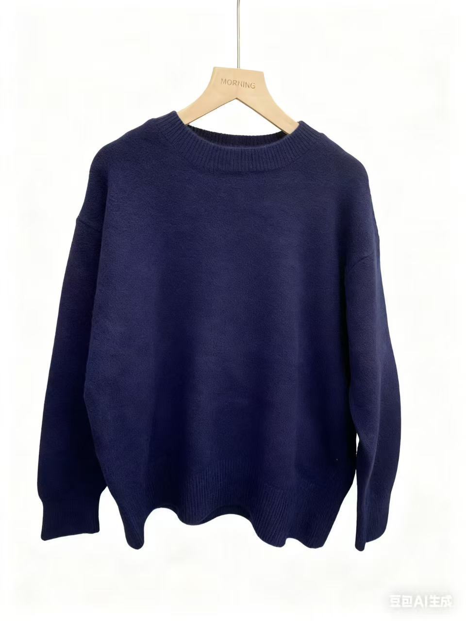 Women's Oversized Crew Neck Wool Knit Sweater - Image 4