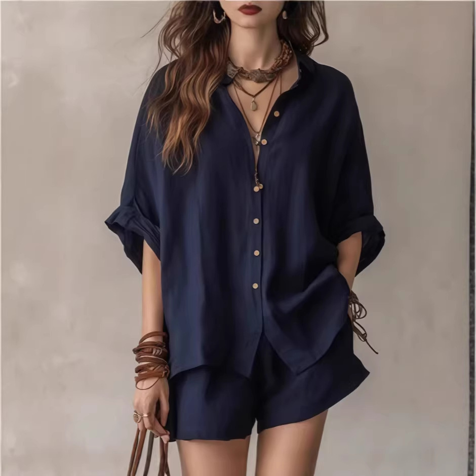 Women's Oversized Ramie Button-Down Shirt — Relaxed Linen-Look Summer Top - Image 8
