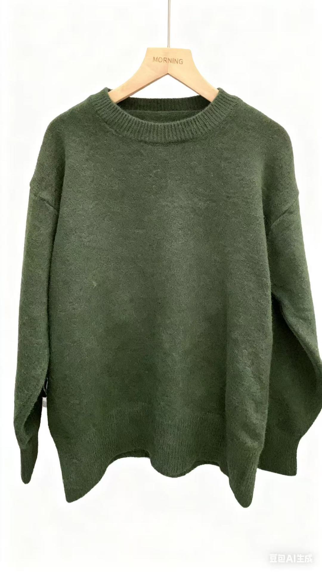 Women's Oversized Crew Neck Wool Knit Sweater - Image 5