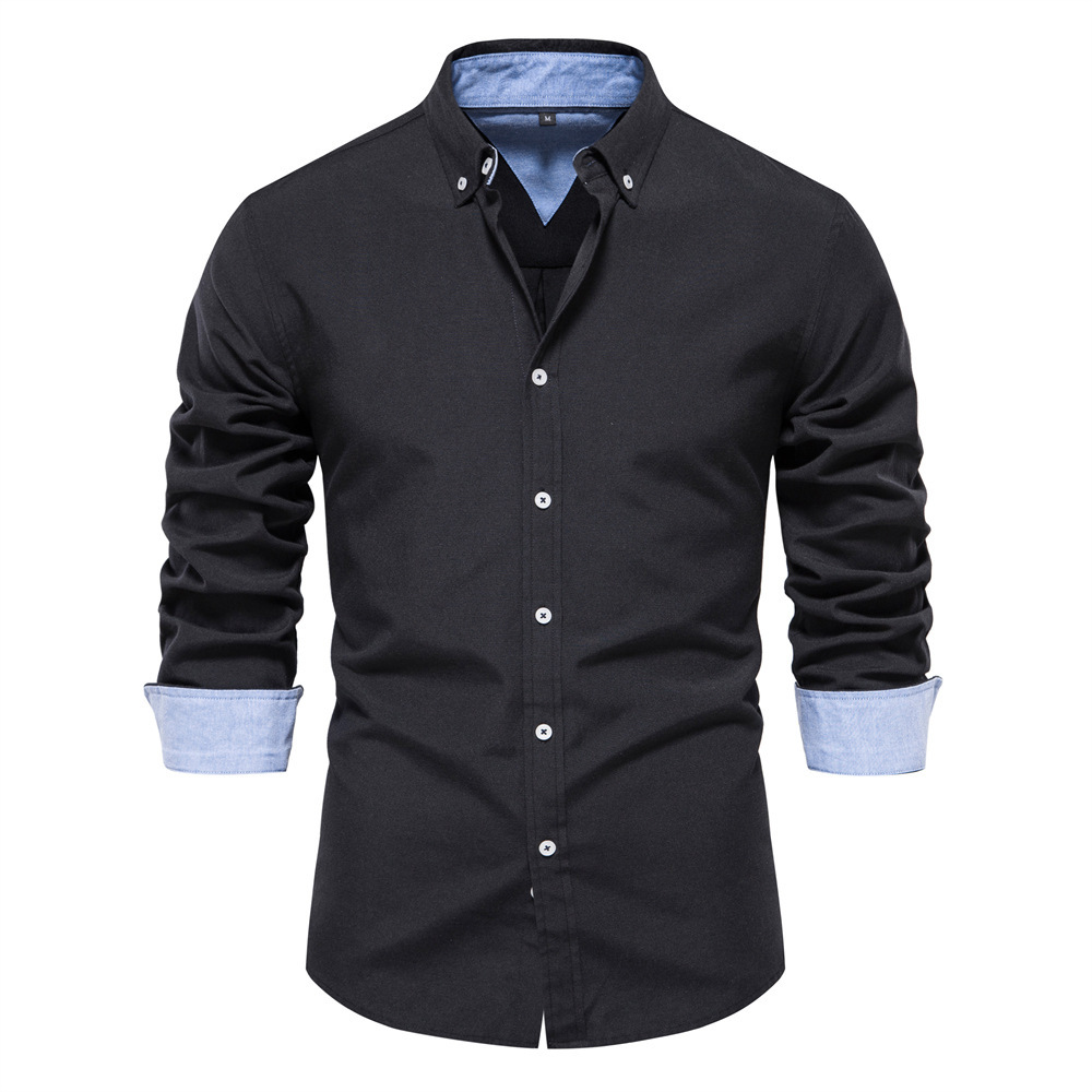 Sensational Men's Oxford Button-Down Shirt | 7 Colors, Contrast Cuff Dress Shirt - Image 8