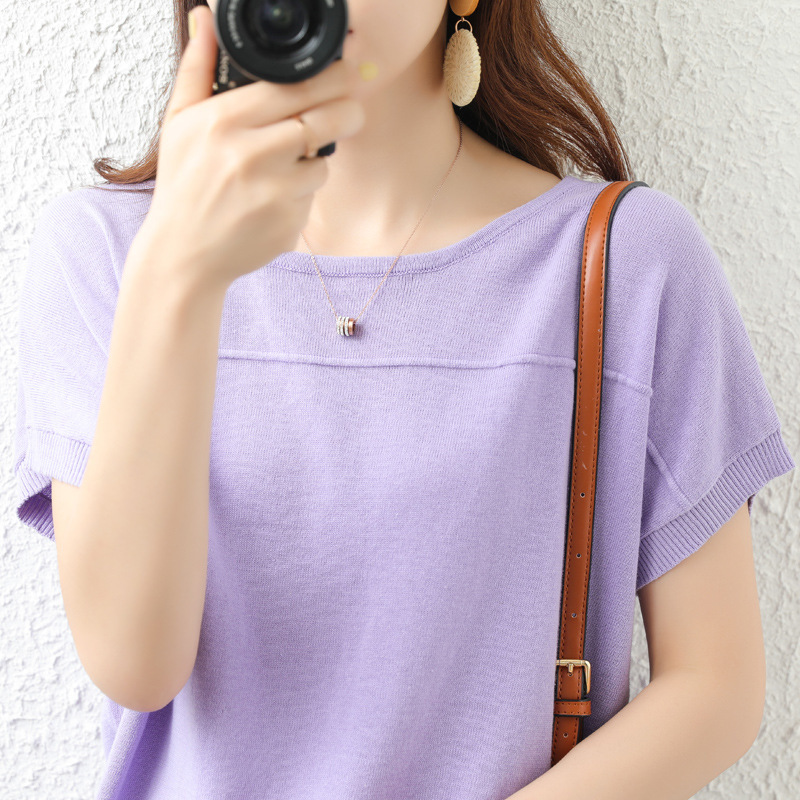 Women’s Cotton T-Shirt, Knit Cotton Tee, Relaxed Fit Shirt - Image 5