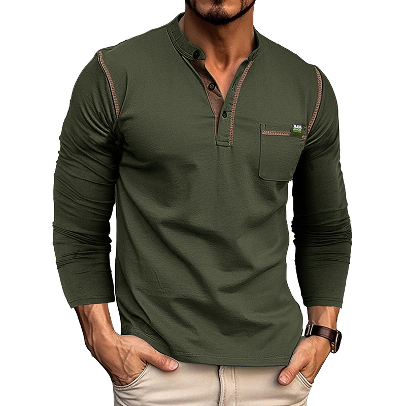 Men's Henley Shirt - 6-Color Comfortable - Image 4