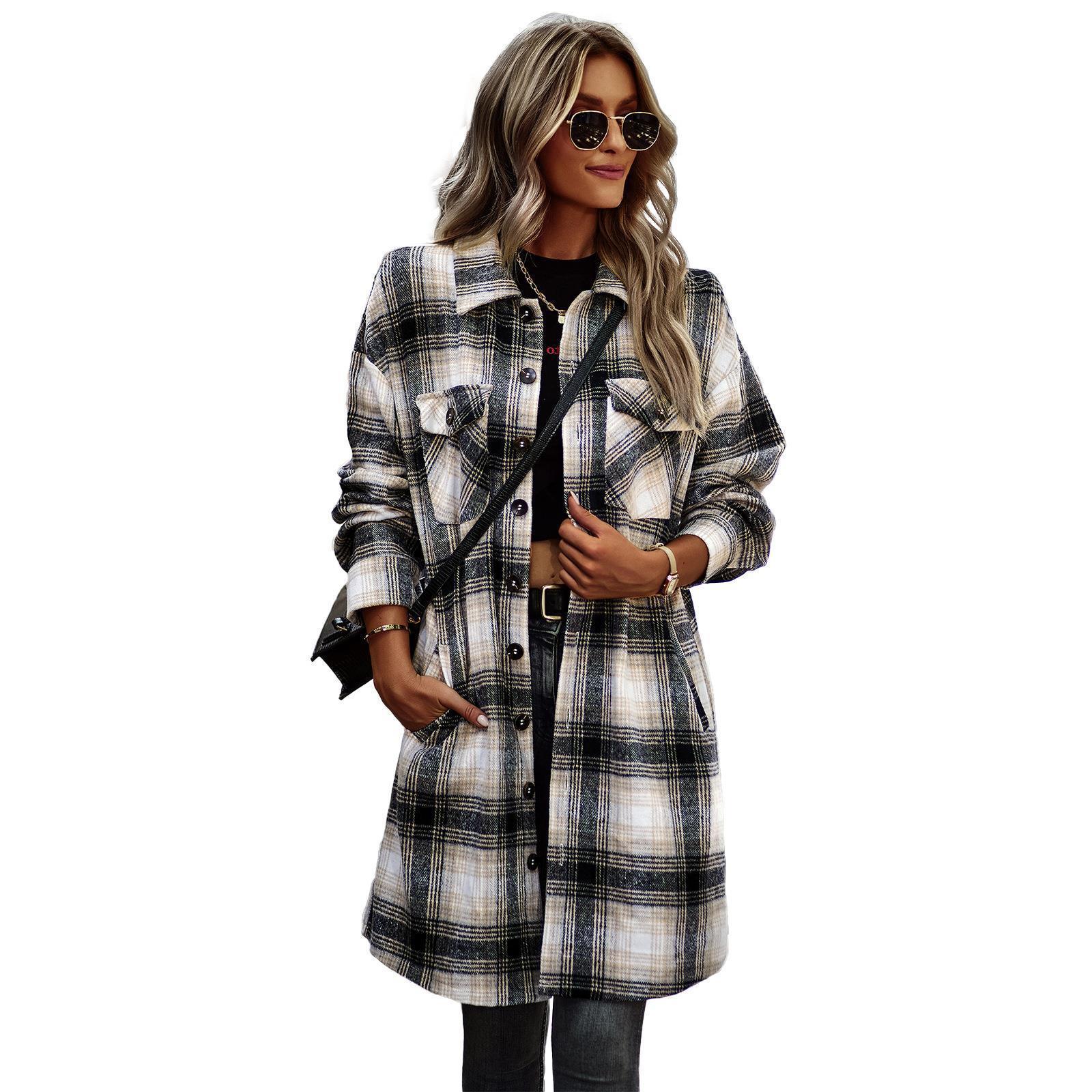 Women's Long Plaid Shirt Jacket - Image 7