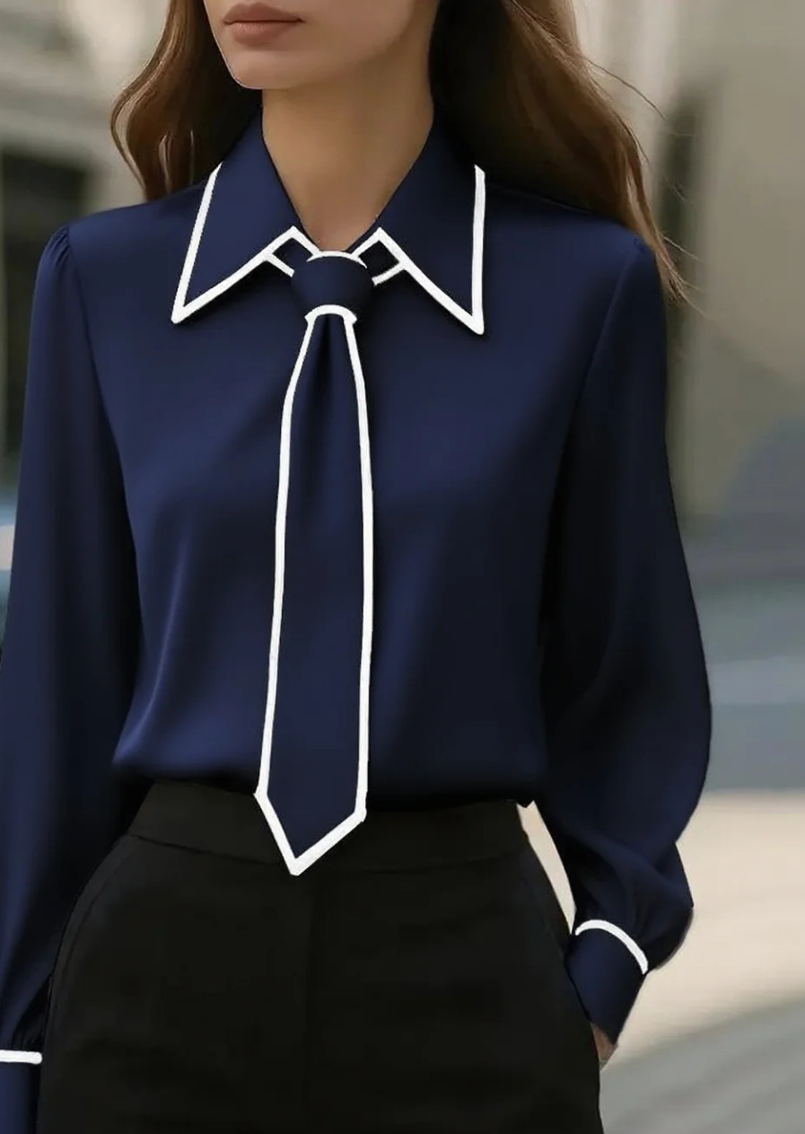 Women’s Elegant Work Blouse – Trendy Long Sleeve Office Top - Image 7