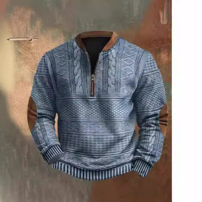 Men's Vintage Cable Knit Quarter-Zip Sweatshirt | 3 Colors, 8 Sizes - Image 2