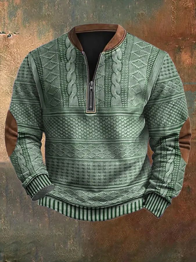 Men's Vintage Cable Knit Quarter-Zip Sweatshirt | 3 Colors, 8 Sizes - Image 7