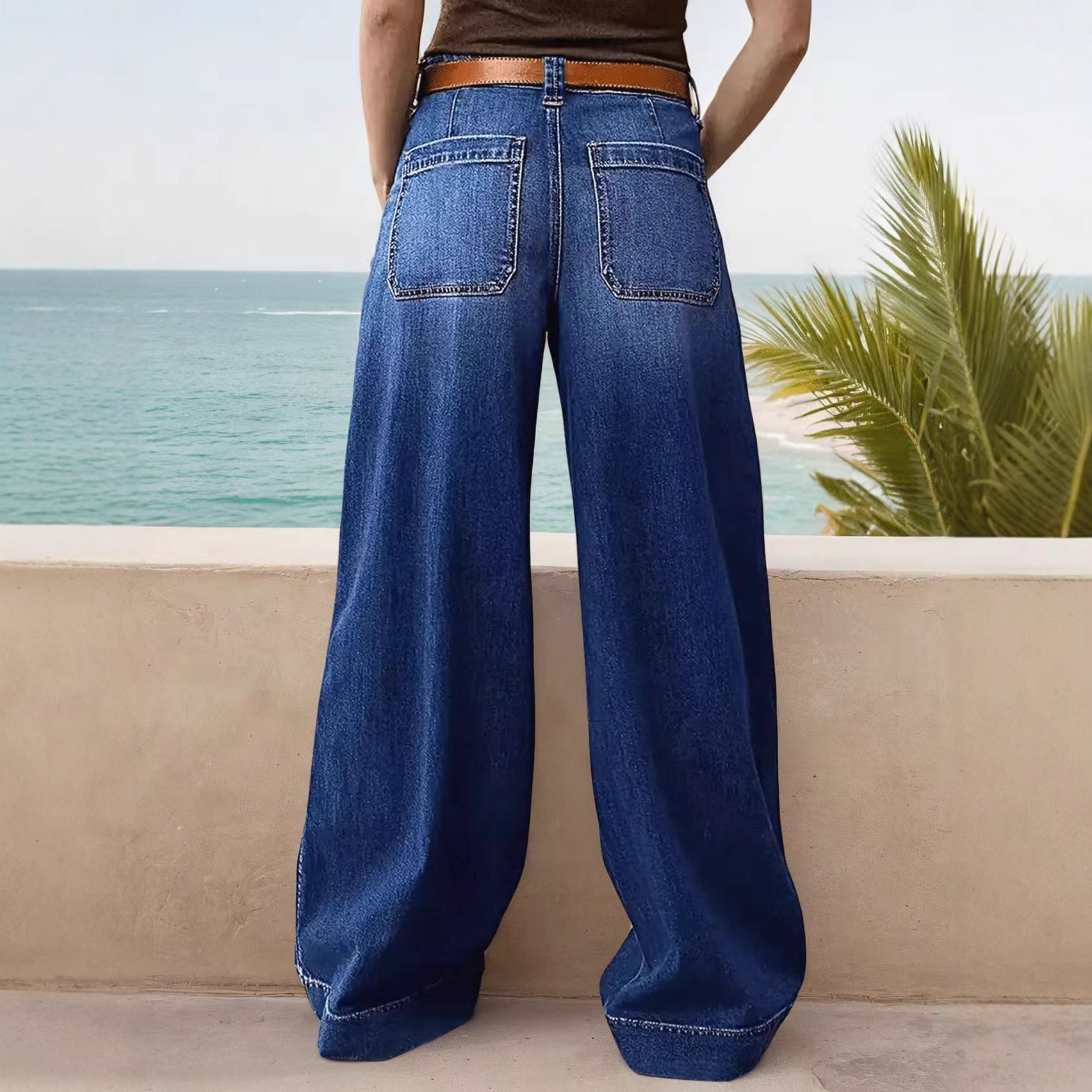 Women’s Wide-Leg Denim Pants – Trendy Street Style - Image 2