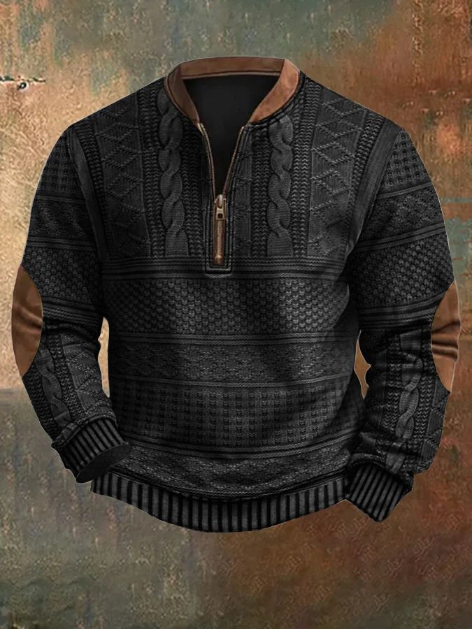Men's Vintage Cable Knit Quarter-Zip Sweatshirt | 3 Colors, 8 Sizes - Image 4