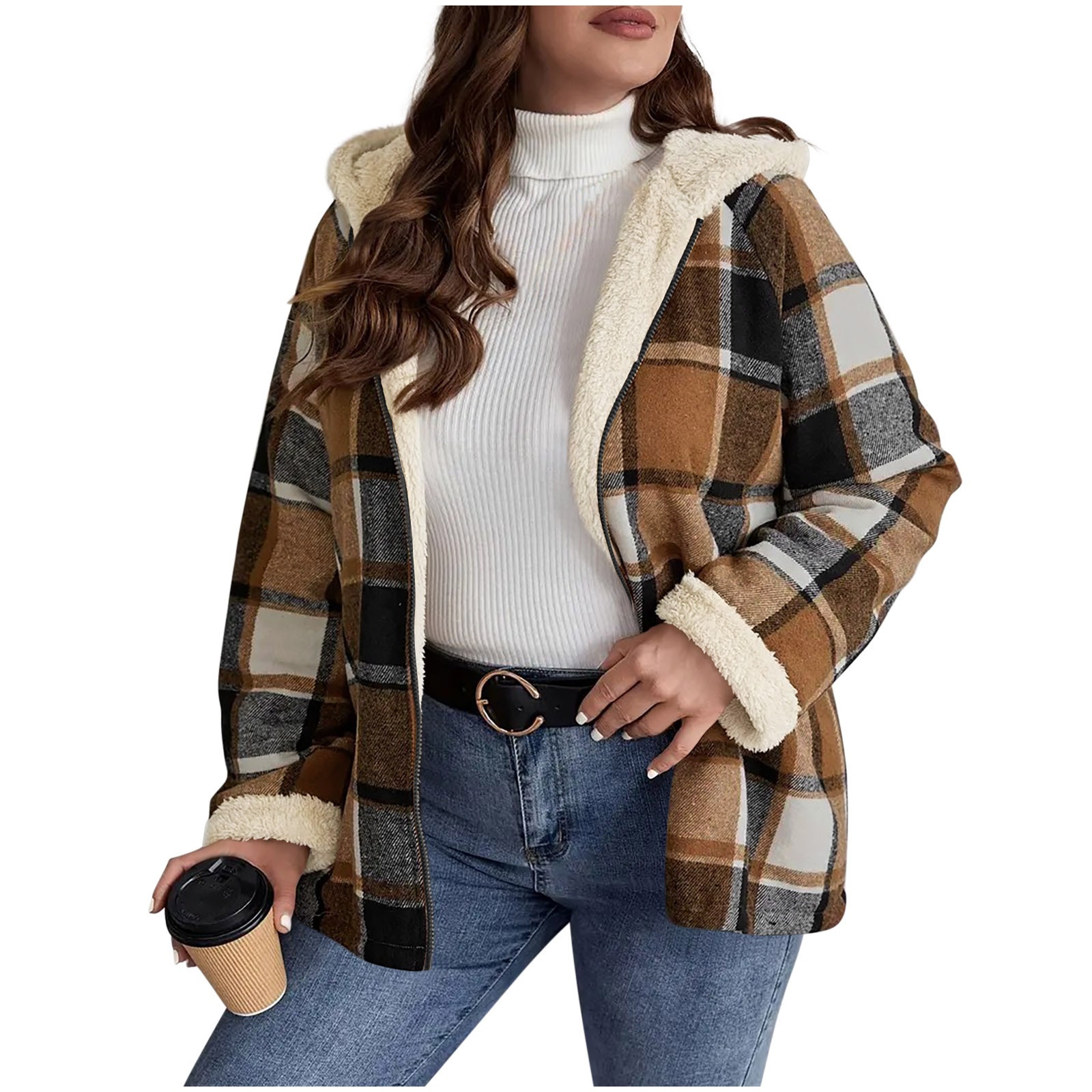 Sherpa Lined Jacket Women - Cozy Plaid 6 Colors - Image 2
