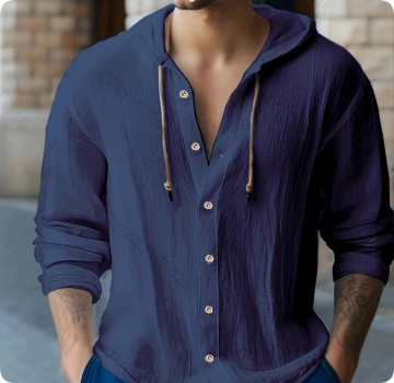 Men's Linen Hooded Button-Down Shirt | 5 Colors, Beach Resort Top - Image 10