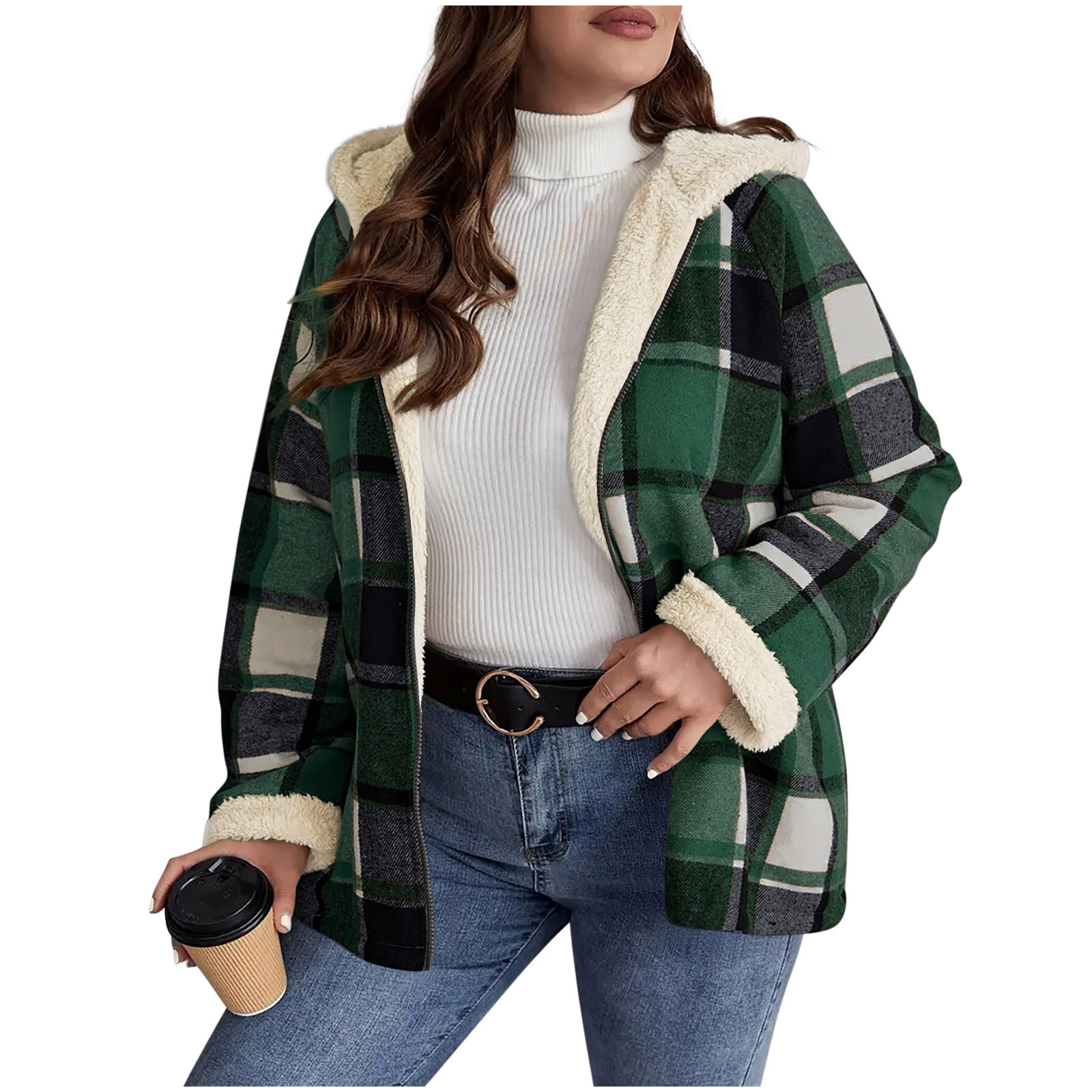 Sherpa Lined Jacket Women - Cozy Plaid 6 Colors - Image 5