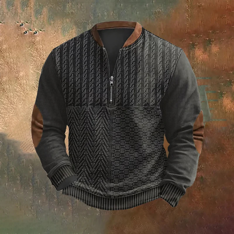 Men's Vintage Cable Knit Quarter-Zip Sweatshirt | 3 Colors, 8 Sizes - Image 6