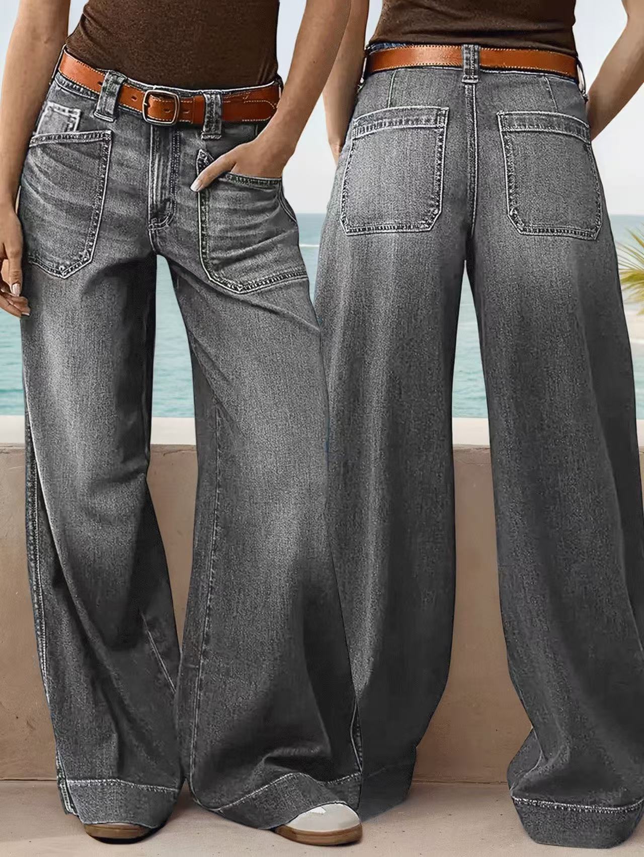 Women’s Wide-Leg Denim Pants – Trendy Street Style - Image 4