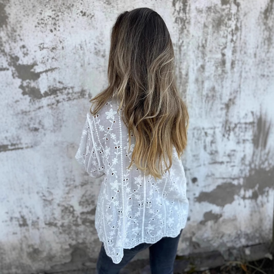 Must-Have Women's Floral Embroidered Eyelet Blouse — Romantic Ruffle Trim, 2 Colors - Image 5