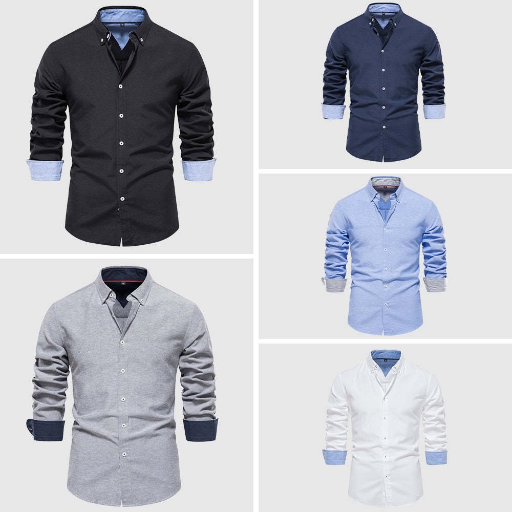 Sensational Men's Oxford Button-Down Shirt | 7 Colors, Contrast Cuff Dress Shirt - Image 5
