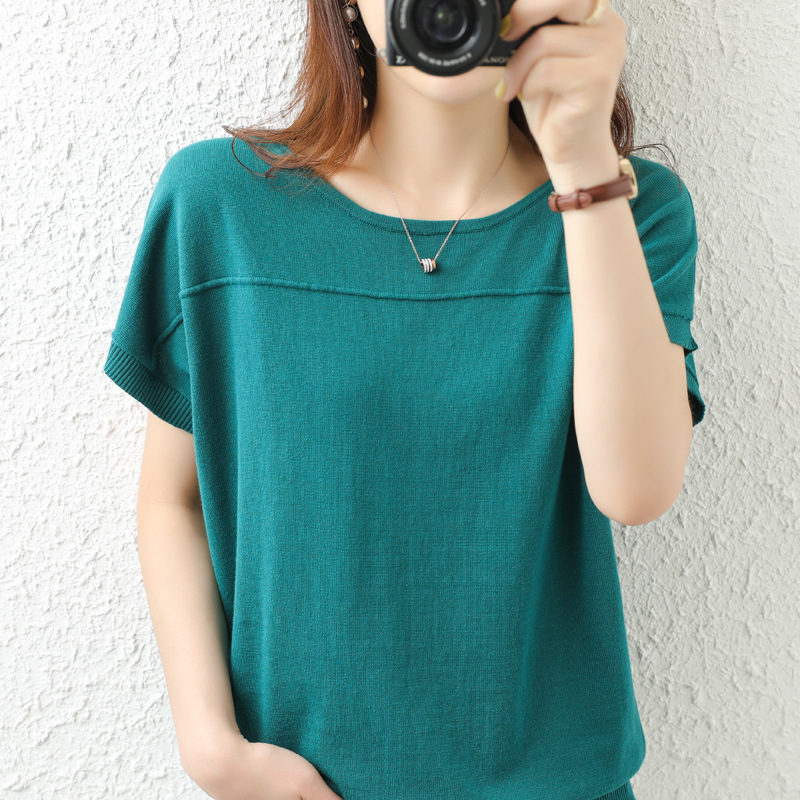 Women’s Cotton T-Shirt, Knit Cotton Tee, Relaxed Fit Shirt - Image 3
