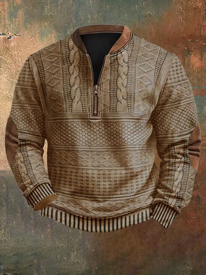 Men's Vintage Cable Knit Quarter-Zip Sweatshirt | 3 Colors, 8 Sizes - Image 8