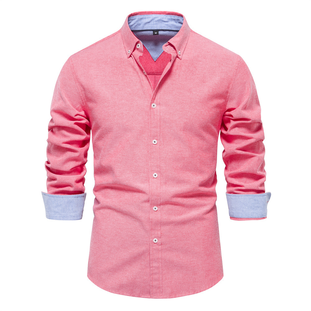 Sensational Men's Oxford Button-Down Shirt | 7 Colors, Contrast Cuff Dress Shirt - Image 6
