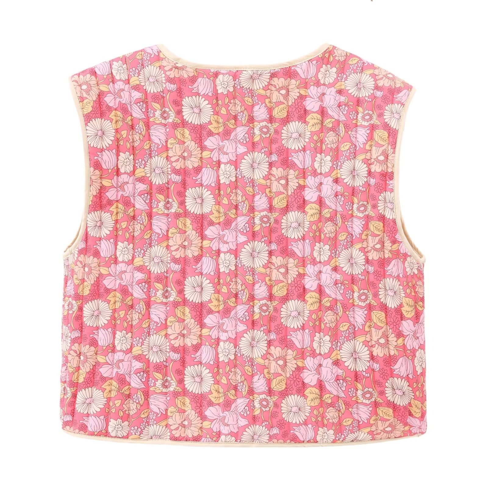 Women's Floral Quilted Crop Vest: #1 Boho Streetwear Loose Fit Puffer Waistcoat - Image 2