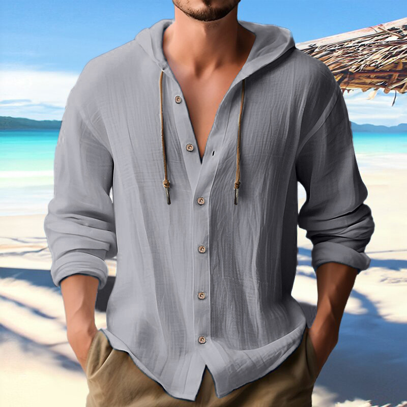 Irresistible Men's Linen Hooded Button-Down Shirt | 5 Colors, Beach Resort Top