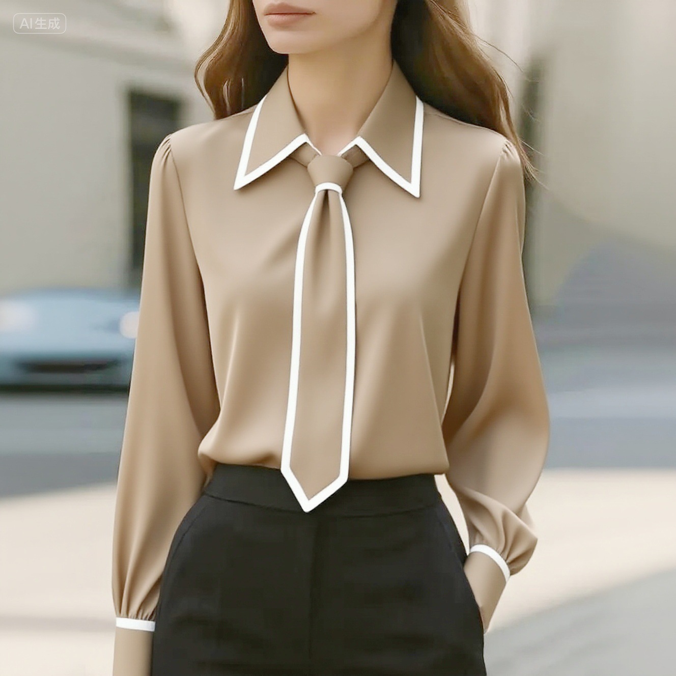 Women’s Elegant Work Blouse – Trendy Long Sleeve Office Top - Image 4