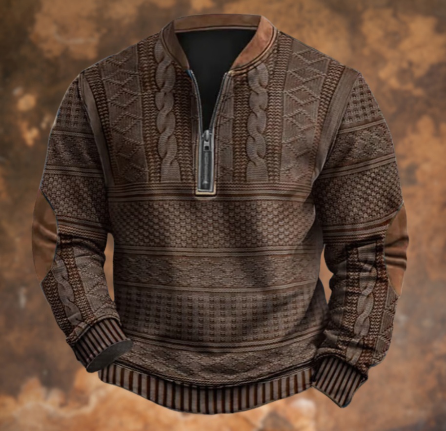 Men's Vintage Cable Knit Quarter-Zip Sweatshirt | 3 Colors, 8 Sizes - Image 3