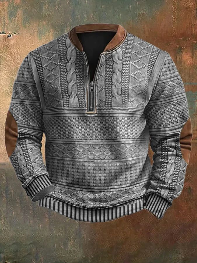 Men's Vintage Cable Knit Quarter-Zip Sweatshirt | 3 Colors, 8 Sizes - Image 5