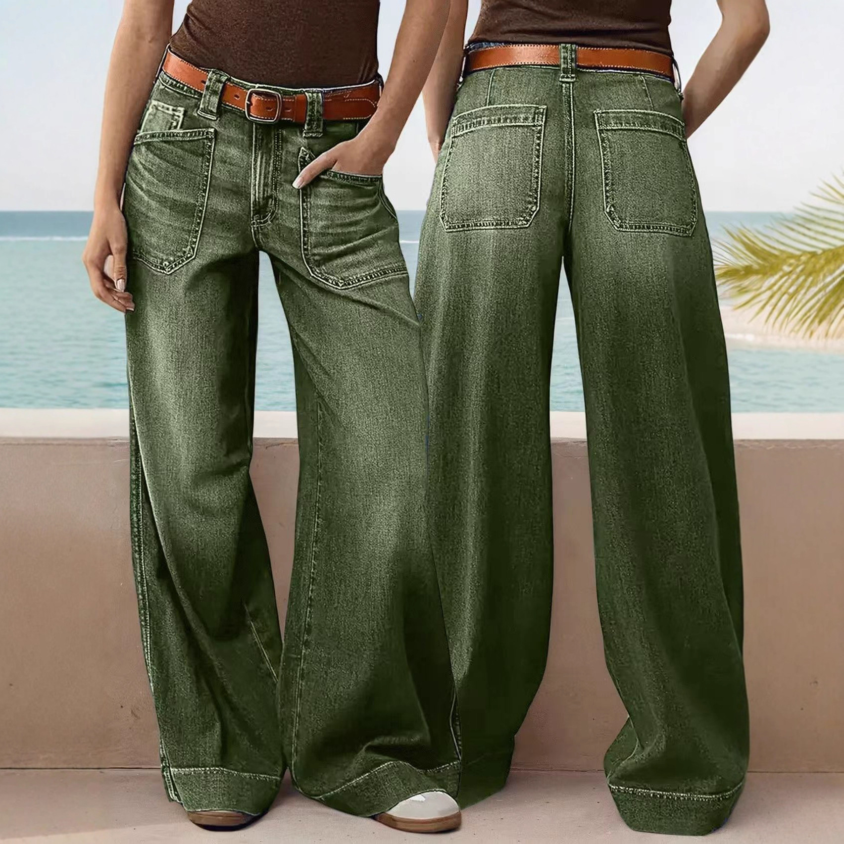 Women’s Wide-Leg Denim Pants – Trendy Street Style - Image 3
