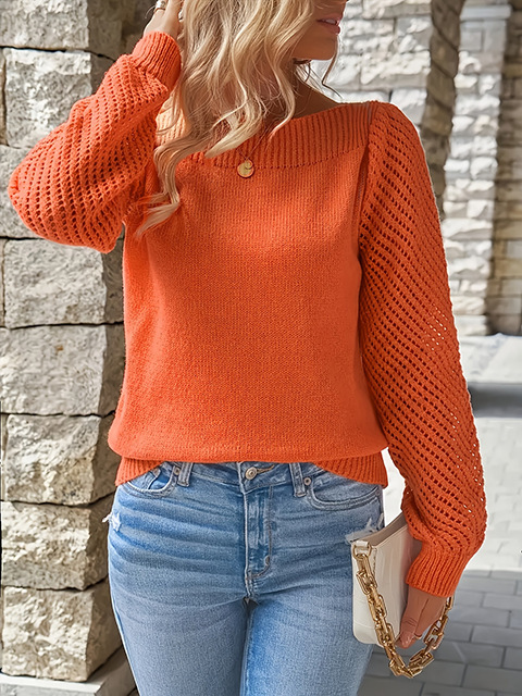 Hollow Sleeve Sweater Women - Trendy Knit 10 Colors - Image 4