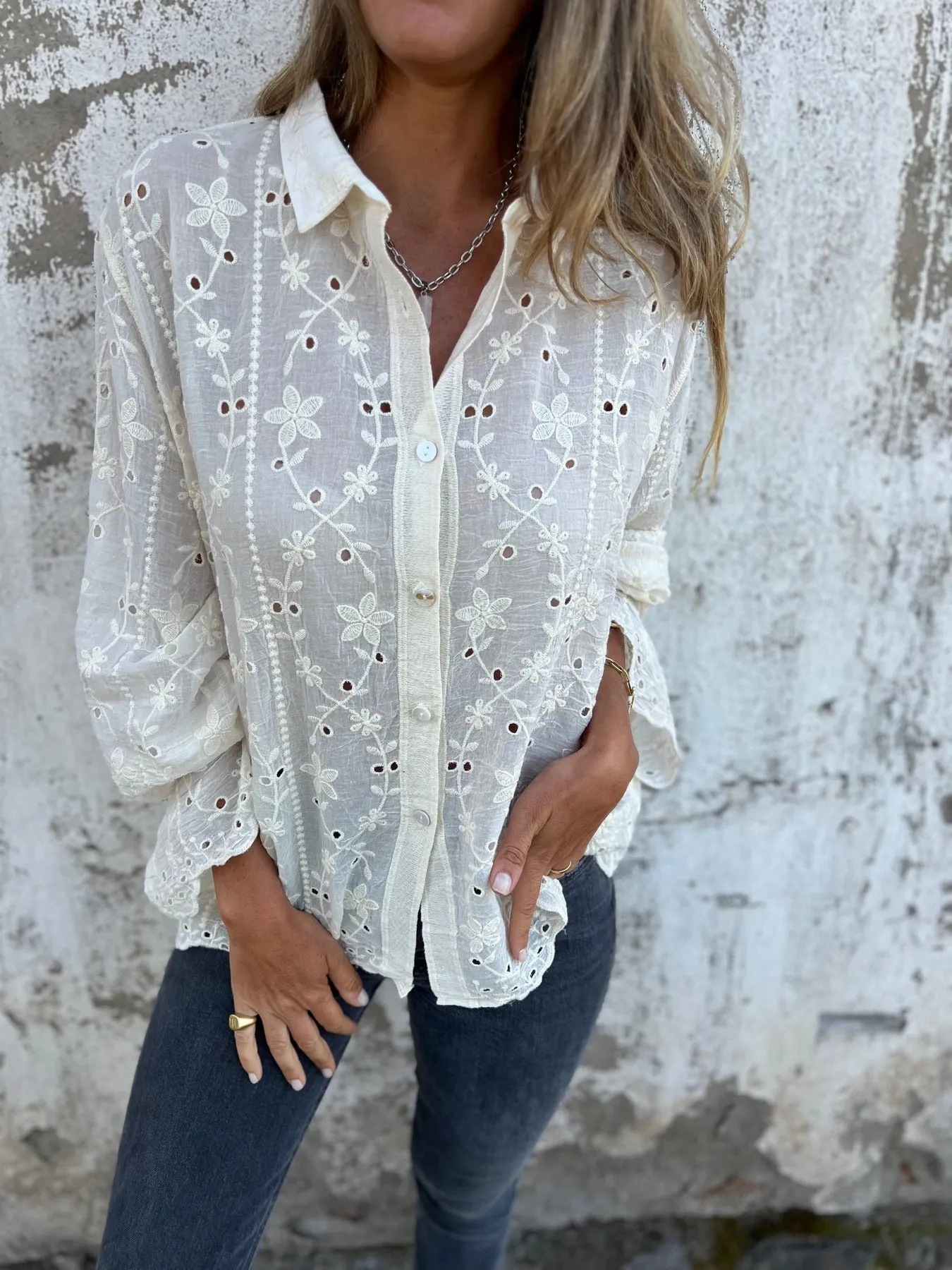 Must-Have Women's Floral Embroidered Eyelet Blouse — Romantic Ruffle Trim, 2 Colors - Image 7