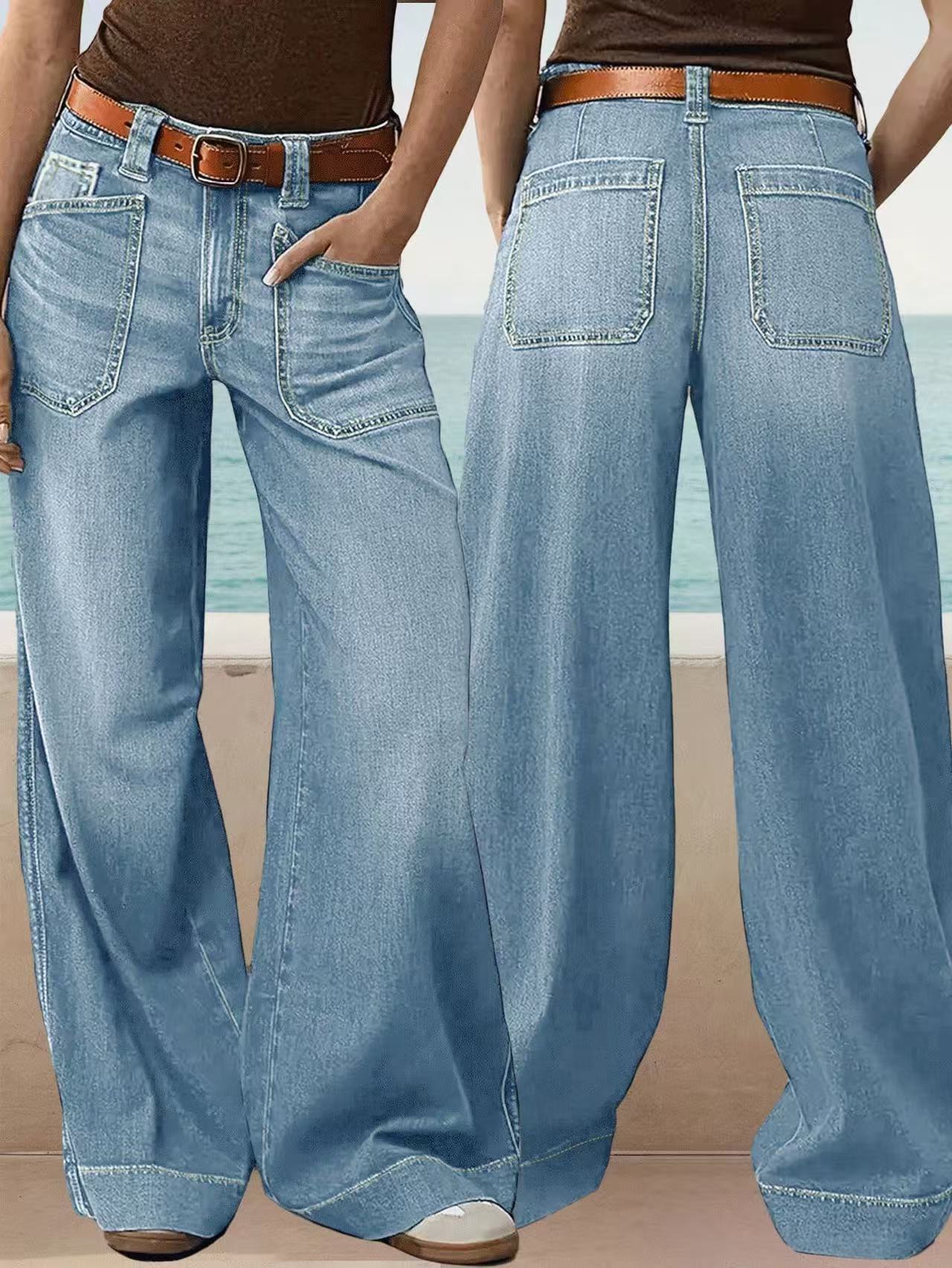 Women’s Wide-Leg Denim Pants – Trendy Street Style - Image 9
