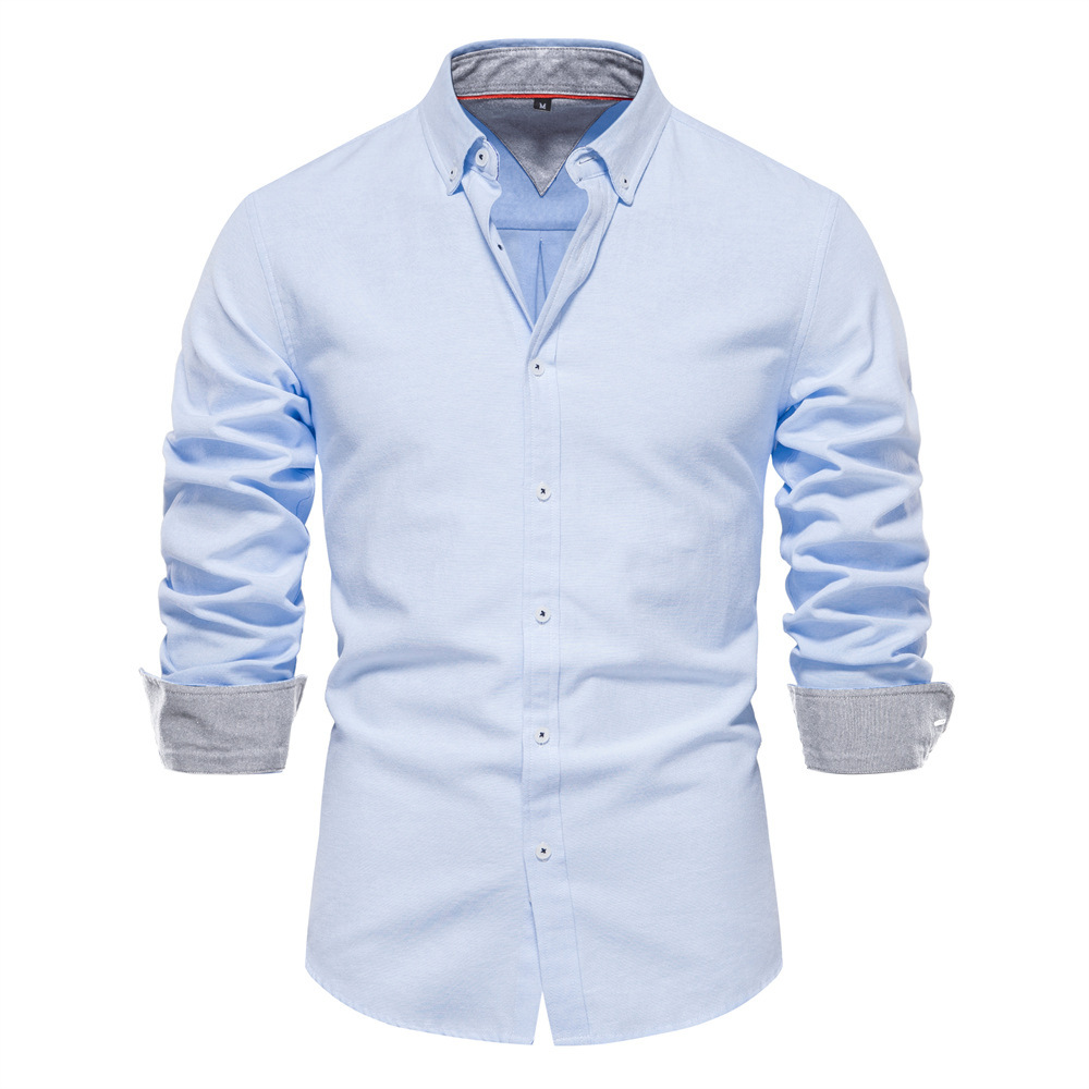 Sensational Men's Oxford Button-Down Shirt | 7 Colors, Contrast Cuff Dress Shirt - Image 7