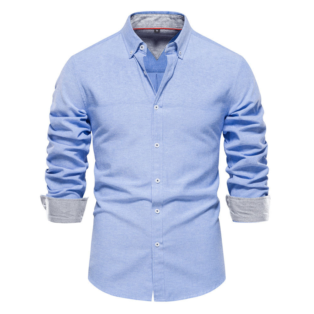 Sensational Men's Oxford Button-Down Shirt | 7 Colors, Contrast Cuff Dress Shirt - Image 3
