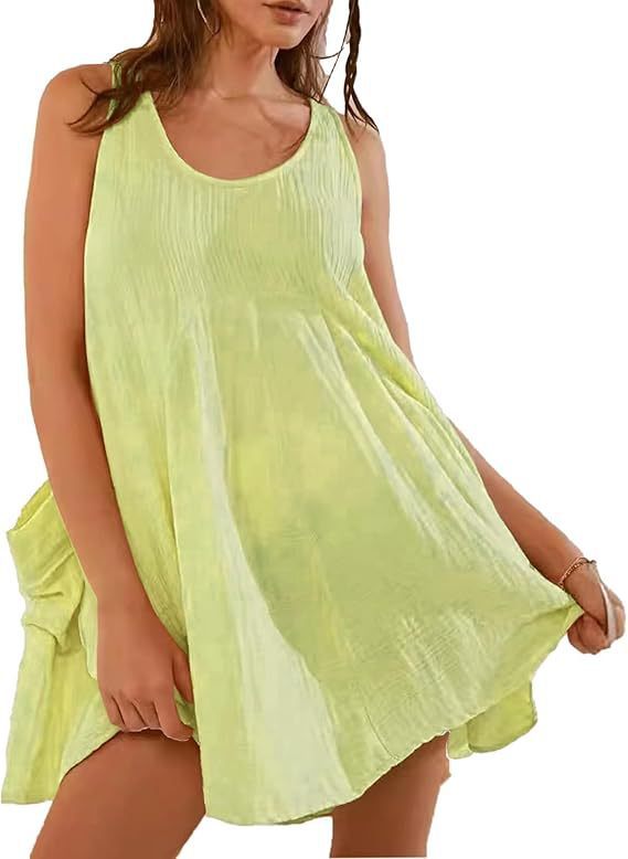 Breathtaking Women's Cotton Tie-Back Mini Dress — Boho Open Back, 9 Colors - Image 4