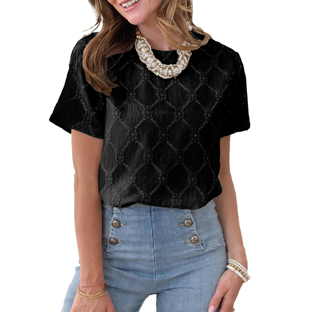 Diamond Eyelet Short Sleeve Top - Image 6