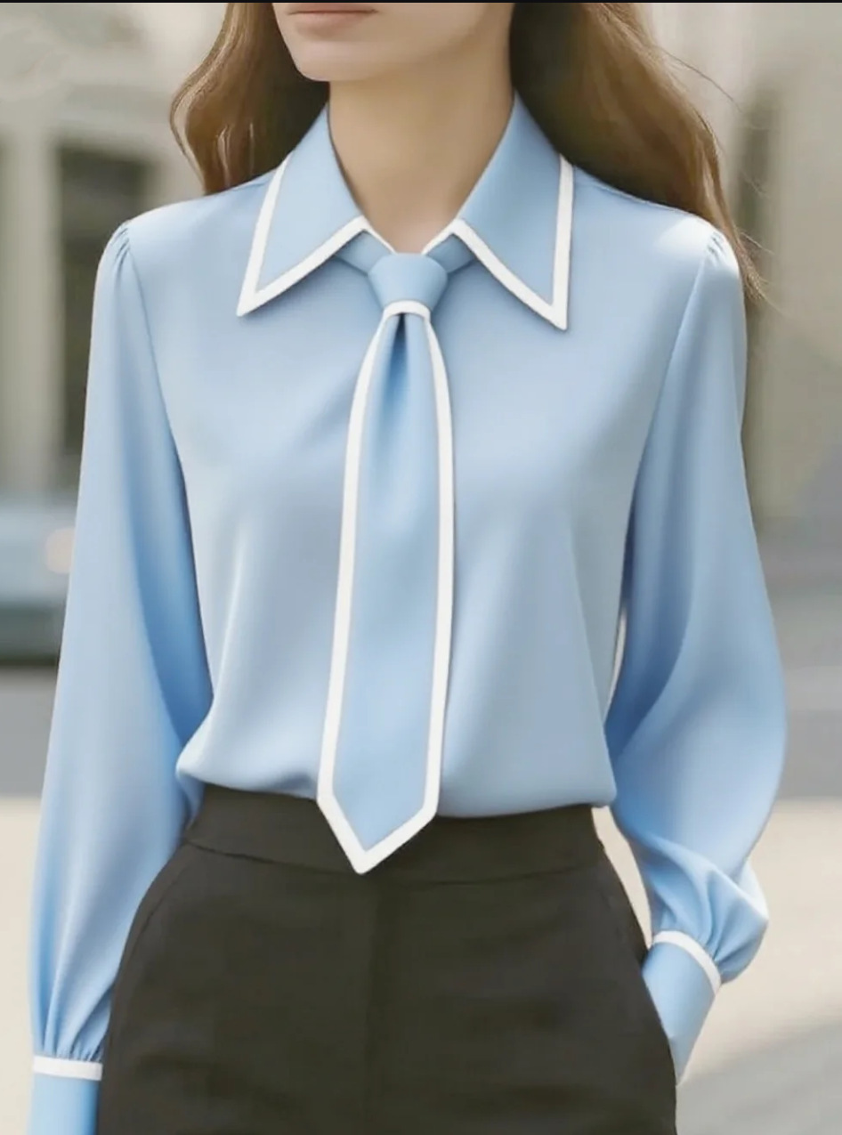 Women’s Elegant Work Blouse – Trendy Long Sleeve Office Top - Image 10