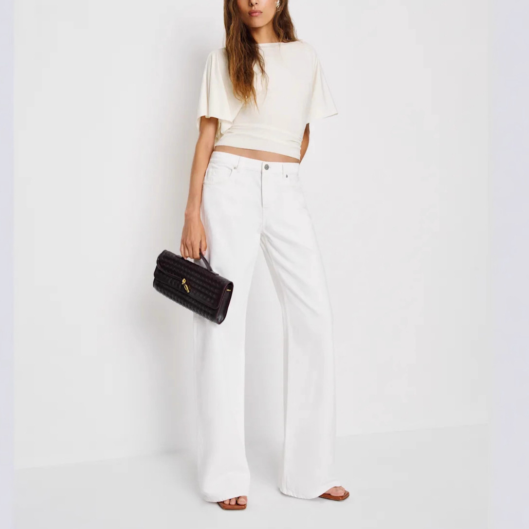 Tie-Back Flutter Sleeve Crop Top - Chic White Blouse - Image 2